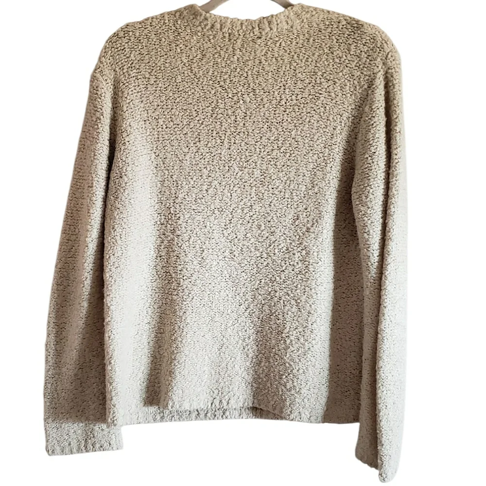 J. Crew Sweater Vintage Womens Cream S Wool Blend Cozy V-Neck Relaxed Pullover